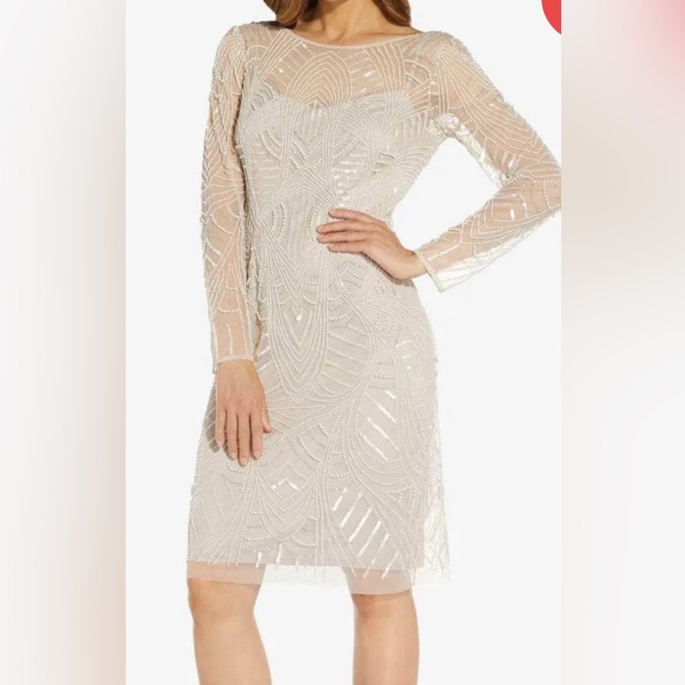 Adrianna Papell AP1E208662 - Long Sleeve Illusion Cocktail Dress